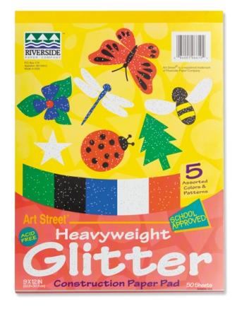 Glitter Pad 230x305mm 10x 5 Assorted Colours
